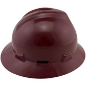 MSA V-Gard Full Brim Hard Hats with Fas-Trac Suspensions Maroon Color
 Right Side View