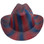Outlaw Cowboy Hardhat with Ratchet Suspension Red Blue Stripes- Front