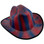 Outlaw Cowboy Hardhat with Ratchet Suspension Red Blue Stripes- Oblique View  Left with edge