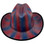 Outlaw Cowboy Hardhat with Ratchet Suspension Red Blue Stripes- Back with edge