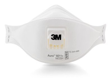 3M 9211 Series Flat Fold N95 Respirator with Valve (10 per box), Part #3m9211+ Pic 1