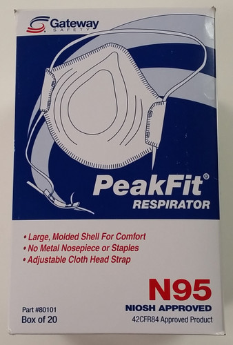 Gateway PeakFit Unvented N95 Respirator (20 per box), Part #80101 Pic 1