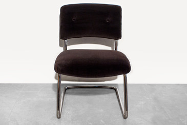 SOLD - 1980s Steelcase Side Chair with Brown Micro-Velvet