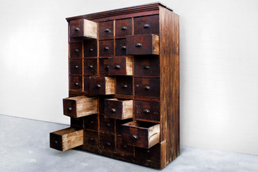SOLD - Large Antique Multi-Drawer Storage Cabinet. C.1890s