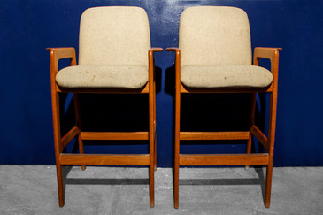 SOLD - Pair of Benny Linden Mid-Century Teak Barstools