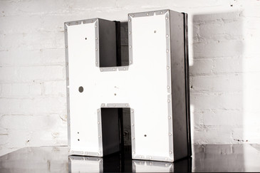 SOLD - JUMBO VINTAGE CHANNEL LETTER "H" IN WHITE