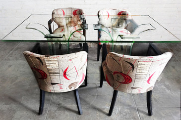 SOLD - 1940s Modern Age Glass Dining table and Chair Set