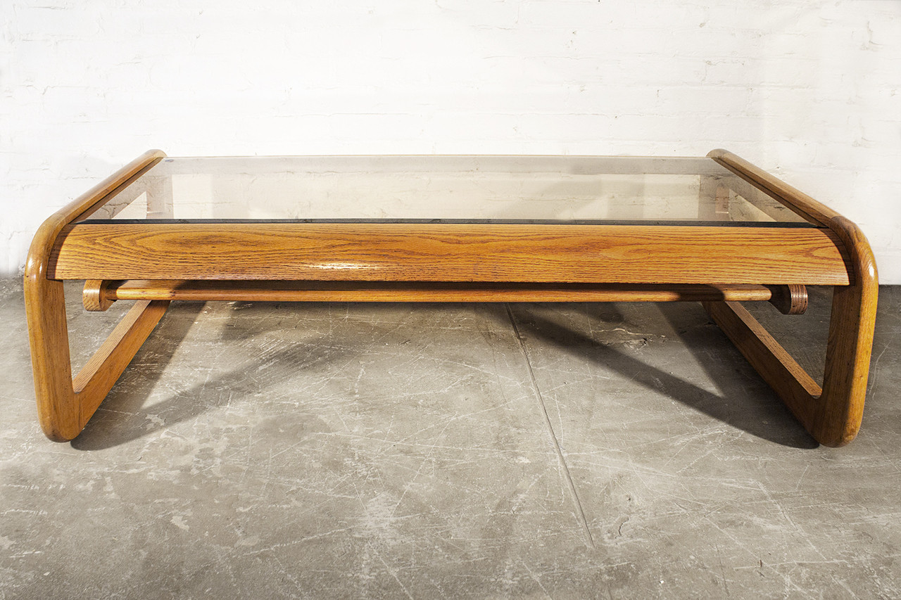 Sold Mid Century Oak And Glass Coffee Table By Lou Hodges