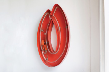 SOLD - Vintage Neon Signage Letter "O" in Retro Brush Script Font