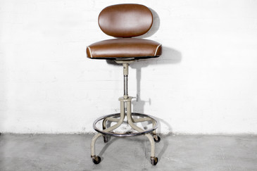 SOLD - Vintage Drafting Stool in Brown Vinyl