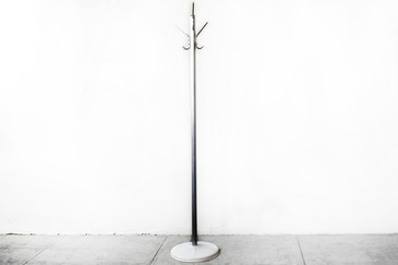 SOLD 1960s Aluminum Coat Rack with Powder Coated Base