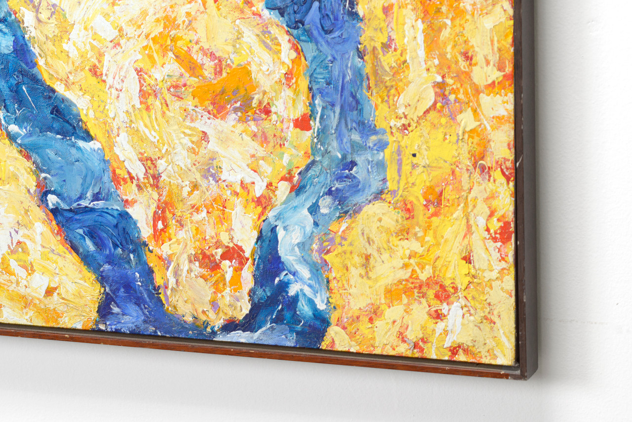 Large New York City Abstract Painting in Artist's Frame, Signed - Rehab