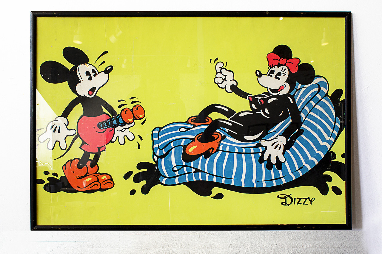 SOLD - Vintage Mickey Mouse Black Light Print Signed, circa 1970 - Rehab  Vintage Interiors