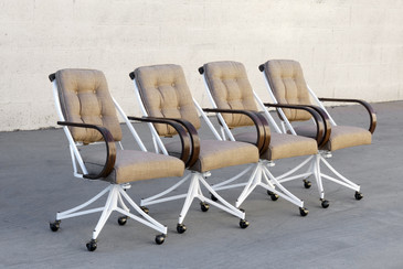 SOLD - Set of 4 Bentwood and Steel Atomic Dining Chairs, Refinished