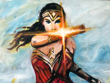 Painting - "Warrior" Wonder Women Pop Art Painting by Hatti Hoodsveld