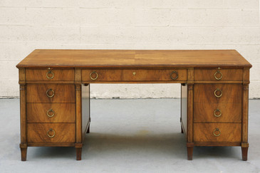 SOLD - Stately Executive Desk in Solid Walnut by Baker