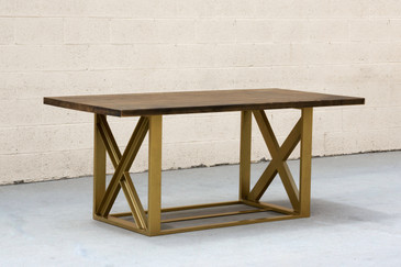 SOLD - Custom Metallic Gold Dining Table with Maple Top