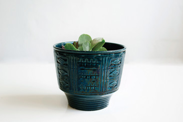 West German Ceramic Planter, Graphic Design Pattern