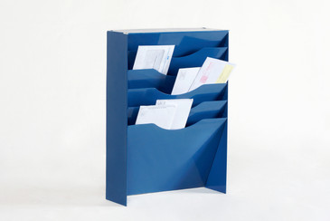 SOLD - Vintage Vertical File/ Magazine Rack Refinished in Blue