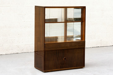 SOLD - 1950s Lacquer Cabinet with Glass Shelves