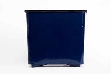 SOLD - Machine Age Steel Trash Can Refinished in Midnight Blue