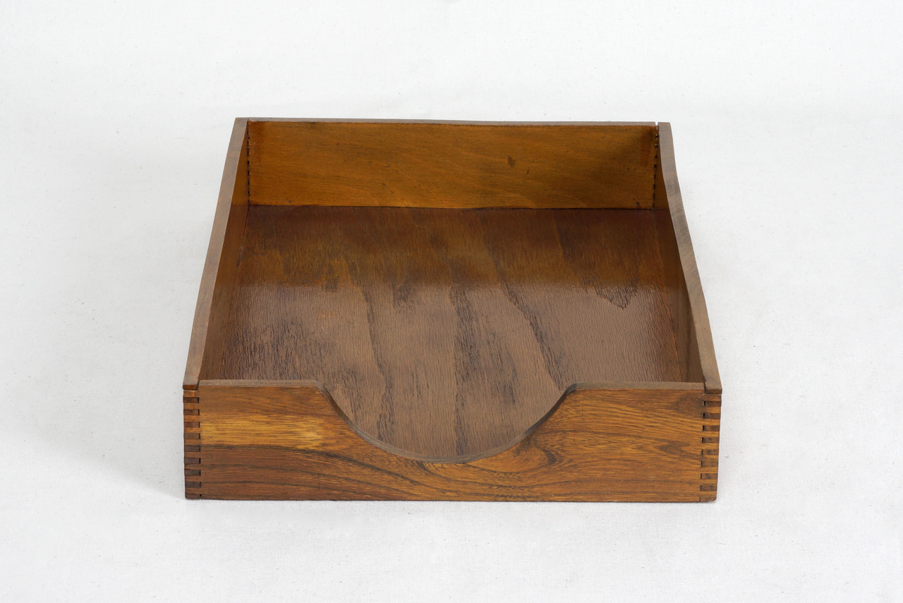 SOLD 1960s Wood Desktop Letter Tray by Hedges Files, Free Shipping
