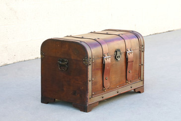 SOLD - Vintage Wood Trunk with Leather Straps