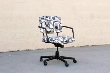 SOLD - Retro Steel Office Chair with Abstract Fabric