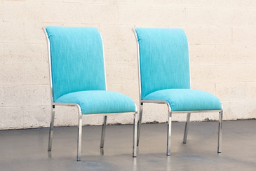 SOLD - Pair of Chrome Dining Chairs by Milo Baughman for DIA