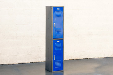 SOLD - 1970s Vertical Locker Cabinet,Refinished in Royal Blue