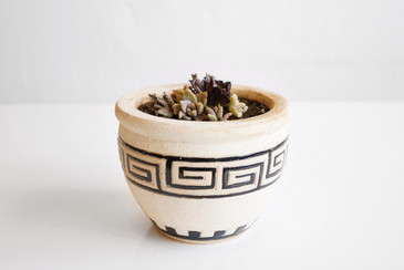 SOLD - Mid-Century Ceramic Planter with Classical Pattern