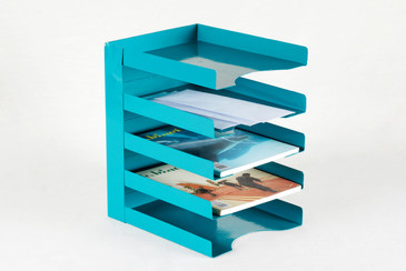 SOLD - 1960s Office Mail Organizer/ Magazine Rack Refinished in Teal