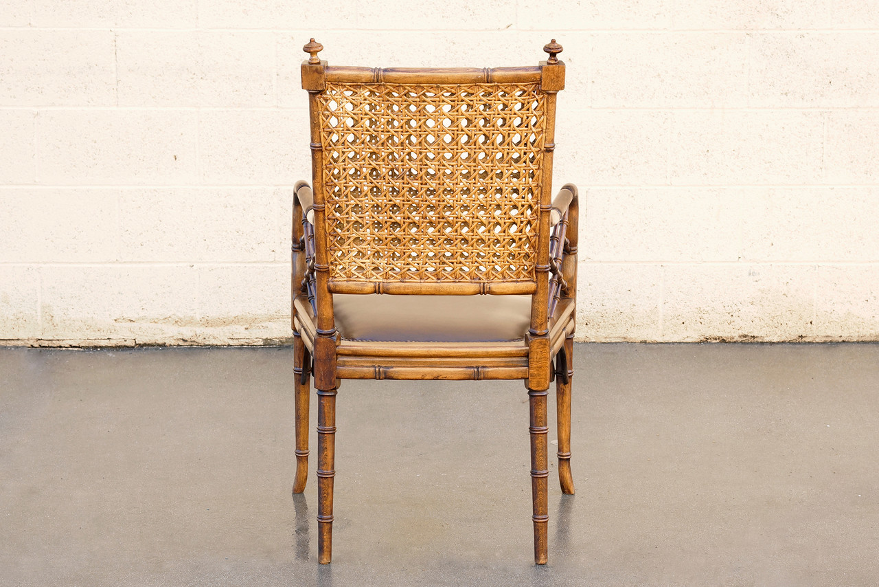 SOLD Vintage Bamboo, Cane and Leather Armchair Rehab Vintage Interiors