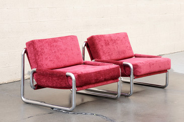 SOLD - Pair of 1970s Chrome Lounge Chairs