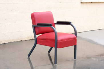 SOLD - 1950s Steel and Deerskin Leather Armchair, Refinished