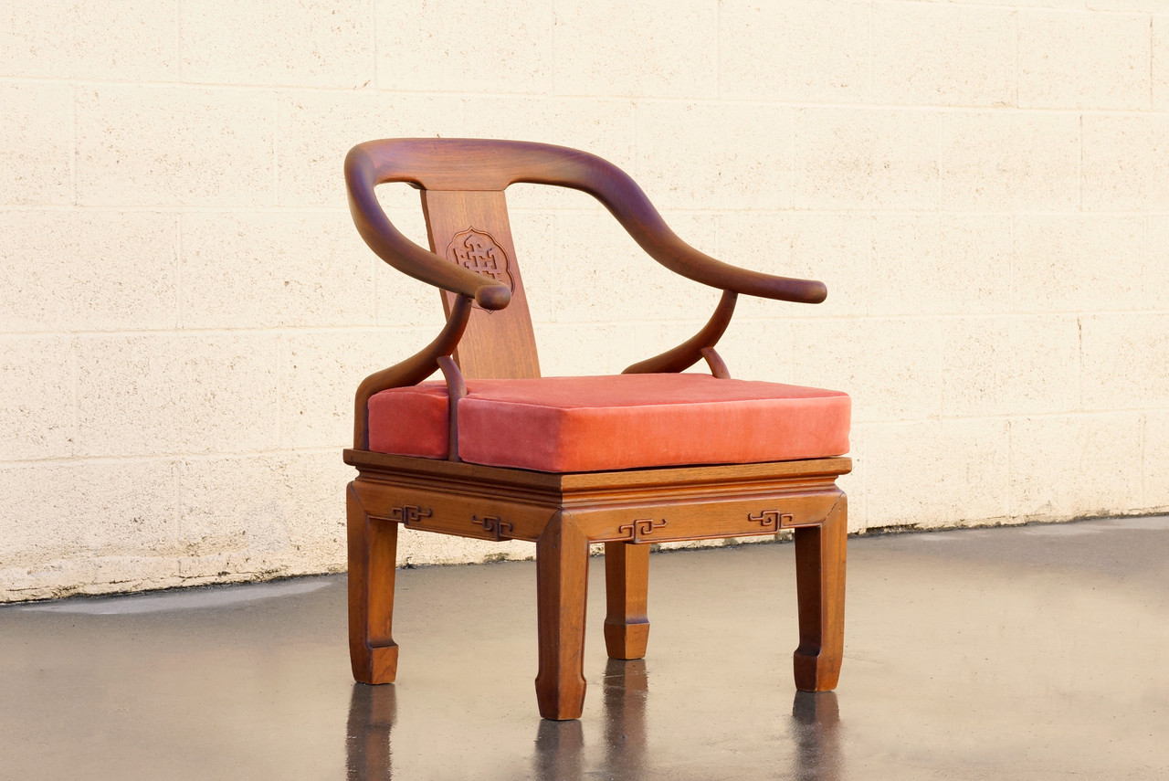 SOLD James Mont Style Ming Horseshoe Chair, Vintage 1970s Rehab