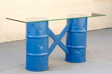 SOLD - Vintage Barrel Base Console Table