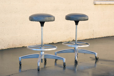 SOLD - Pair of 1960s Chromcraft Atomic Stools, Refinished