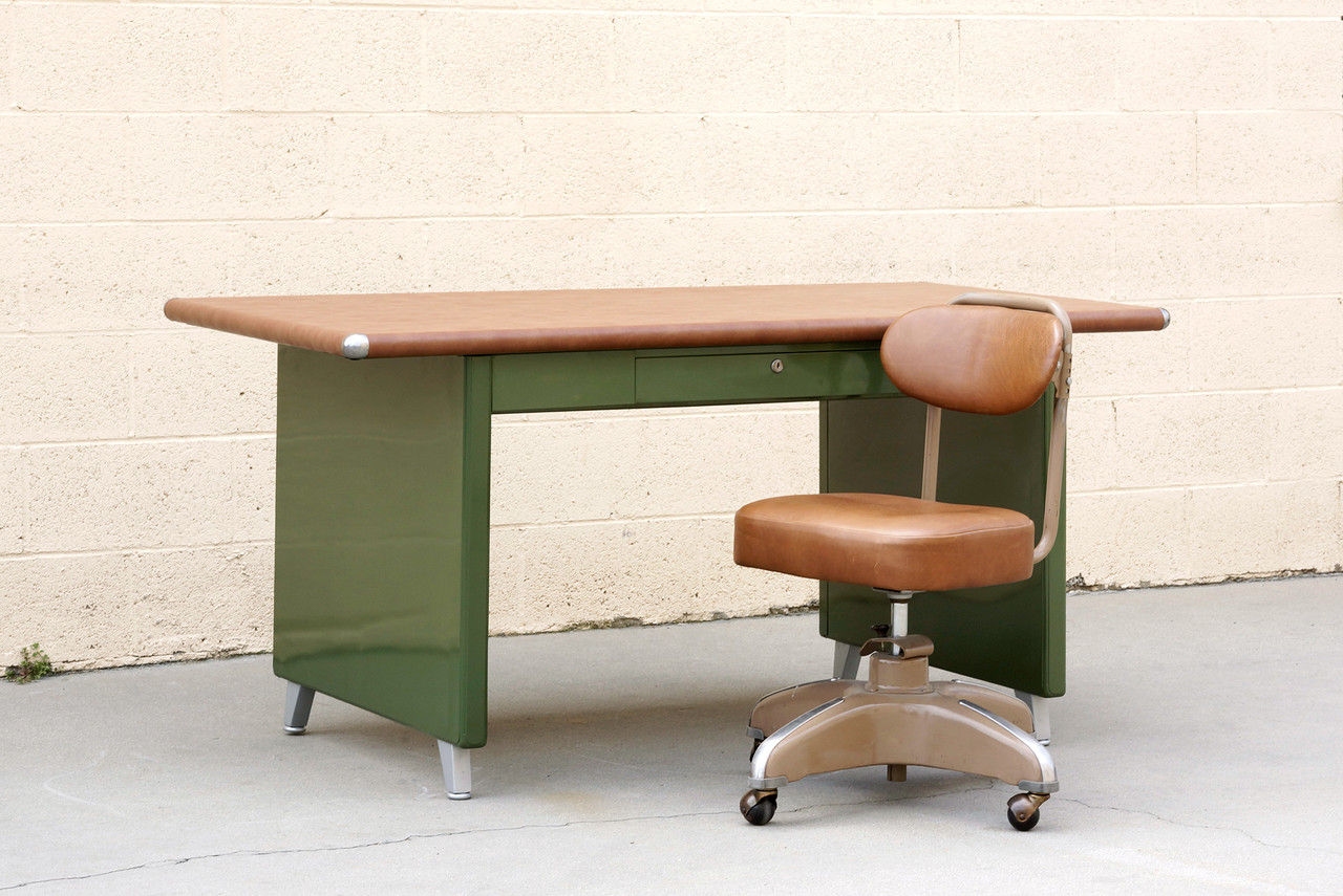 Sold 1940s Shaw Walker Panel Leg Tanker Table Refinished In