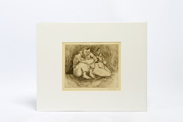 Vintage Drawing of Husband and Wife, Signed "Escalera '41"