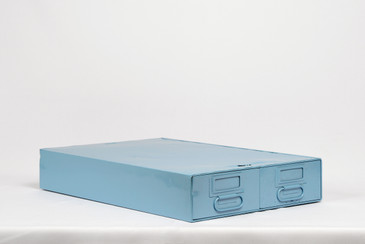 SOLD - 1940s Card Catalog File Drawers, Refinished in Sky Blue