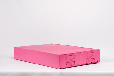 SOLD - 1940s Card Catalog File Drawers, Refinished in Shocking Pink
