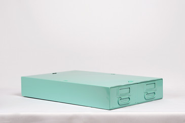 SOLD - 1940s Card Catalog File Drawers, Refinished in Sea Foam Green