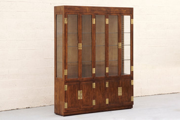 SOLD- 1970s "Campaign Series" Modern China Cabinet by Henredon