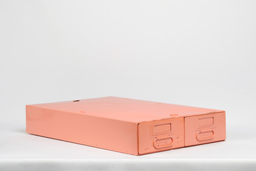 SOLD - 1940s Card Catalog File Drawers, Refinished in Peach