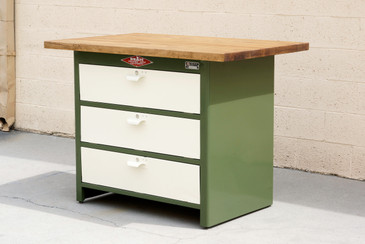 SOLD - 1960s Cabinet by NUARC Graphic Arts Eqpt., Refinished Steel and Reclaimed Wood Top