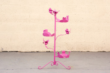 SOLD - 1950s Steel Rosebud Plant Stand, Refinished in Pink