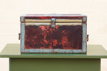 SOLD - Gothic Leather and Pressed Metal Trunk with Eagle