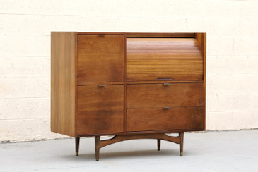 SOLD - Mid Century Modern Tambour Roll Top Desk by Hooker Furniture
