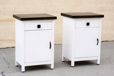 SOLD - Pair of 1950s Steel Cabinets Refinished in Gloss White